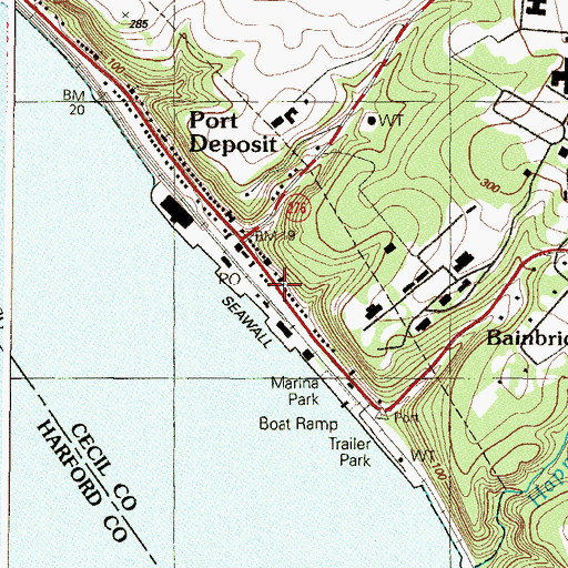 Topographic Map of Port Deposit Presbyterian Church, MD