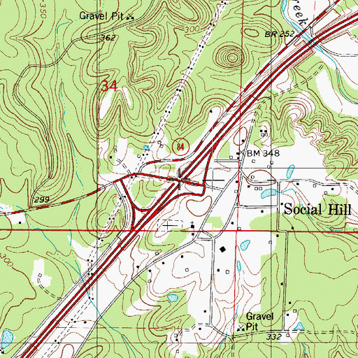 Topographic Map of Interchange 91, AR