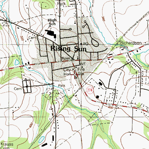 Topographic Map of Rising Sun Branch Cecil County Public Library, MD