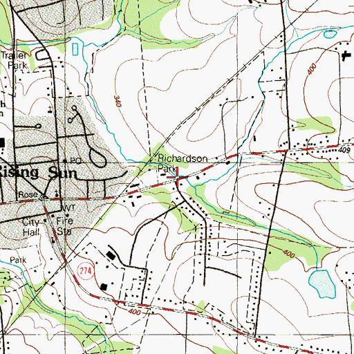Topographic Map of Rising Sun Plaza Shopping Center, MD
