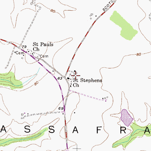 Topographic Map of Saint Stephens Episcopal Cemetery, MD