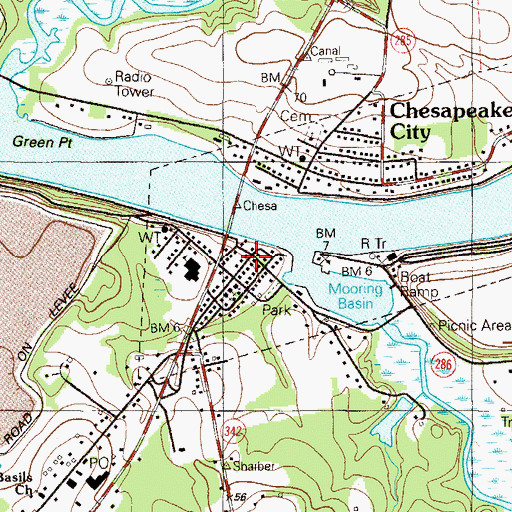 Topographic Map of South Chesapeake City Historic District, MD
