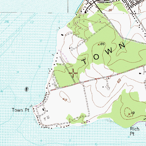 Topographic Map of The Woods of Town Point, MD