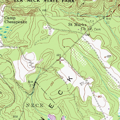 Topographic Map of Timber Neck, MD