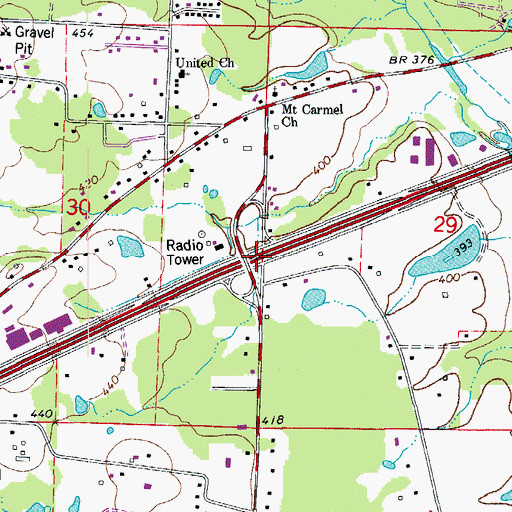 Topographic Map of Interchange 121, AR