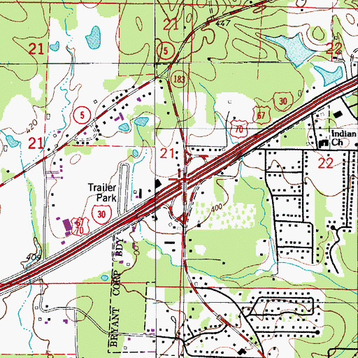 Topographic Map of Interchange 123, AR