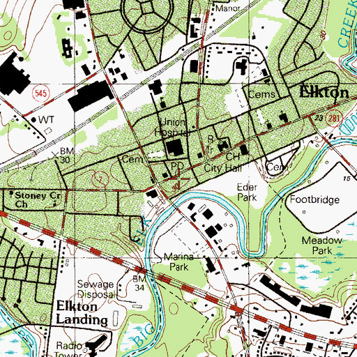 Topographic Map of Trinity Episcopal Church, MD