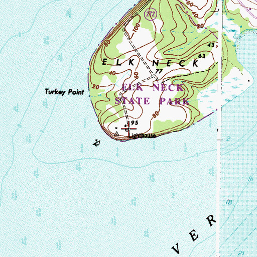 Topographic Map of Turkey Point Lighthouse, MD