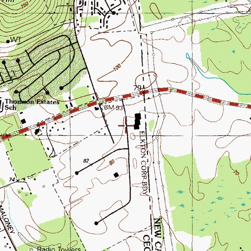 Topographic Map of Upper Chesapeake Corporate Center, MD