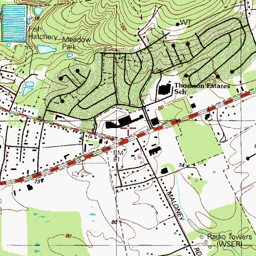Topographic Map of Village at Elkton Shopping Center, MD