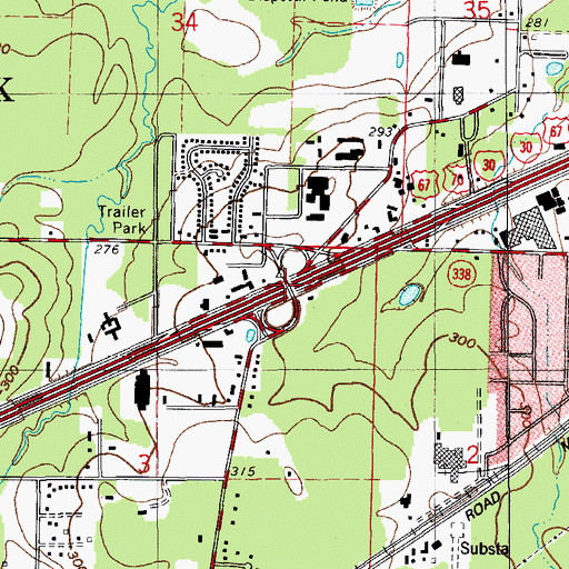 Topographic Map of Interchange 130, AR