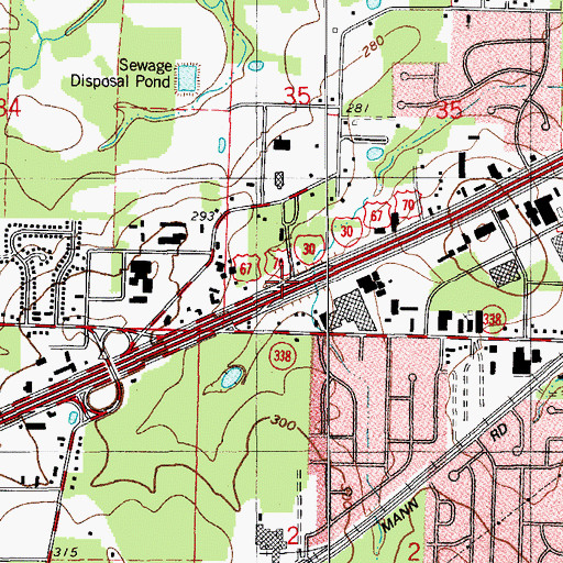 Topographic Map of Interchange 131, AR