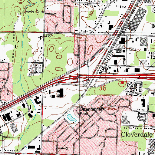 Topographic Map of Interchange 132, AR