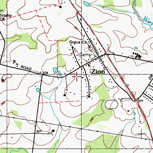 Topographic Map of Zion Acres, MD