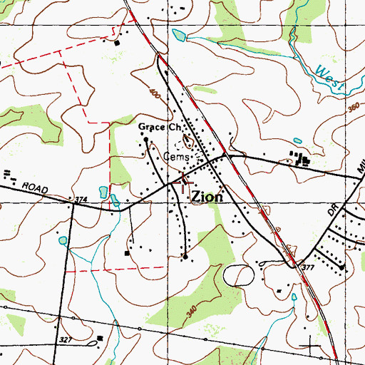 Topographic Map of Zion the Grace Church Cemetery, MD