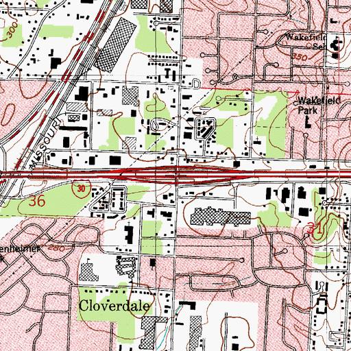 Topographic Map of Interchange 133, AR