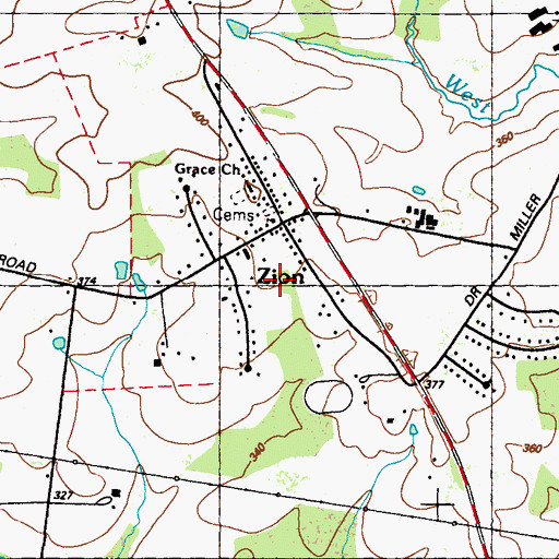 Topographic Map of Zion United Methodist Church, MD