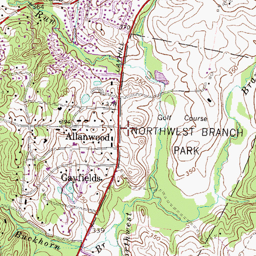 Topographic Map of Allanwood, MD