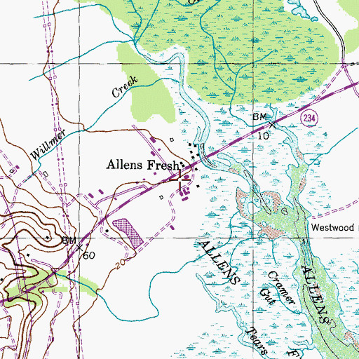 Topographic Map of Allens Fresh, MD