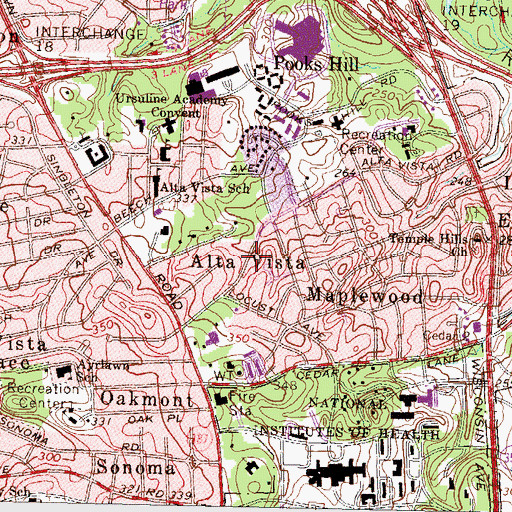 Topographic Map of Alta Vista, MD