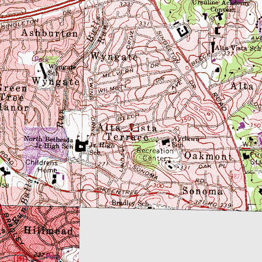 Topographic Map of Alta Vista Terrace, MD