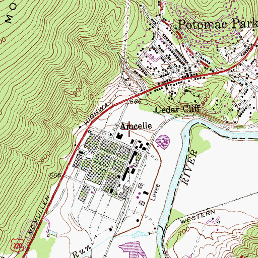 Topographic Map of Amcelle, MD