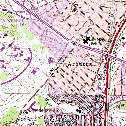 Topographic Map of Arbutus, MD