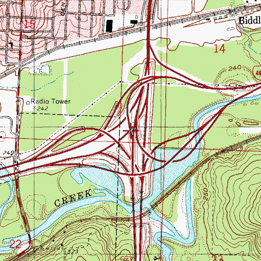 Topographic Map of Interchange 138, AR