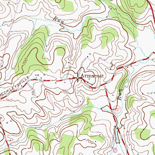 Topographic Map of Armacost, MD