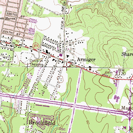 Topographic Map of Armiger, MD