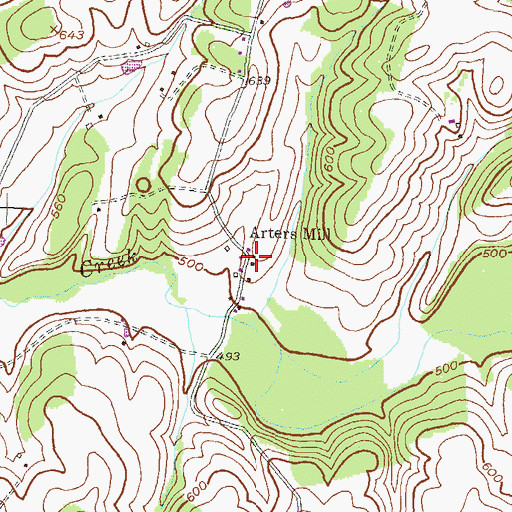 Topographic Map of Arters Mill, MD