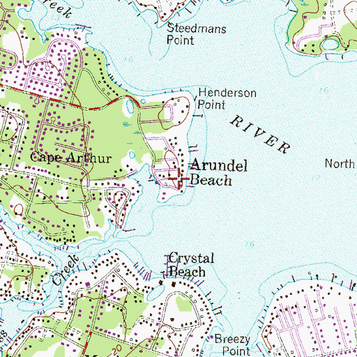 Topographic Map of Arundel Beach, MD