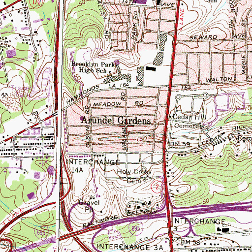 Topographic Map of Arundel Gardens, MD