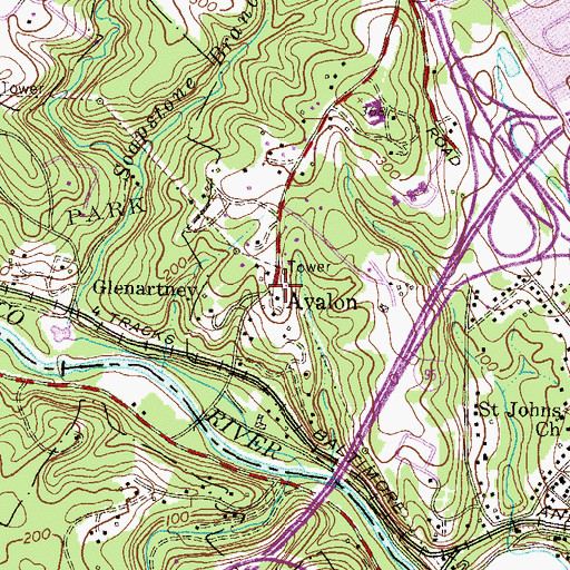 Topographic Map of Avalon, MD