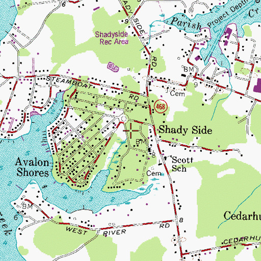 Topographic Map of Avalon Shores, MD