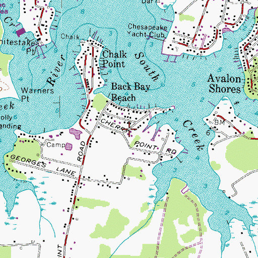 Topographic Map of Back Bay Beach, MD