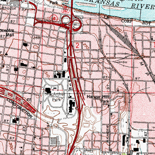 Topographic Map of Interchange 140A, AR