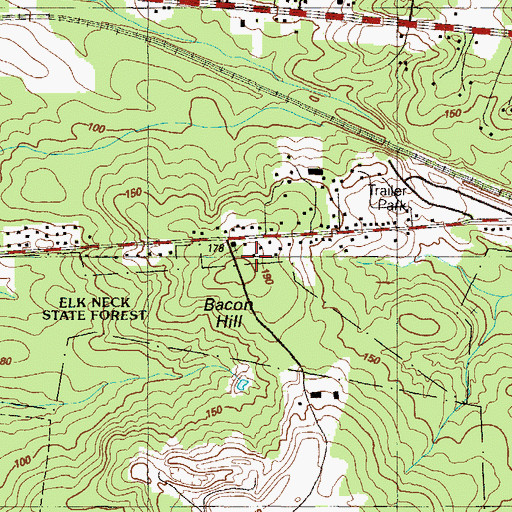 Topographic Map of Bacon Hill, MD