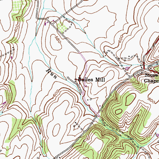Topographic Map of Bailes Mill, MD
