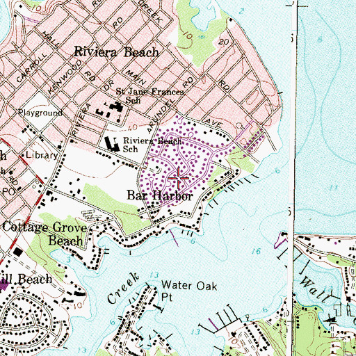 Topographic Map of Bar Harbor, MD
