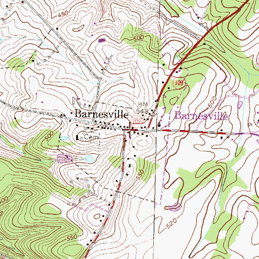 Topographic Map of Barnesville, MD