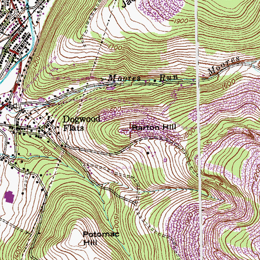 Topographic Map of Barton Hill, MD