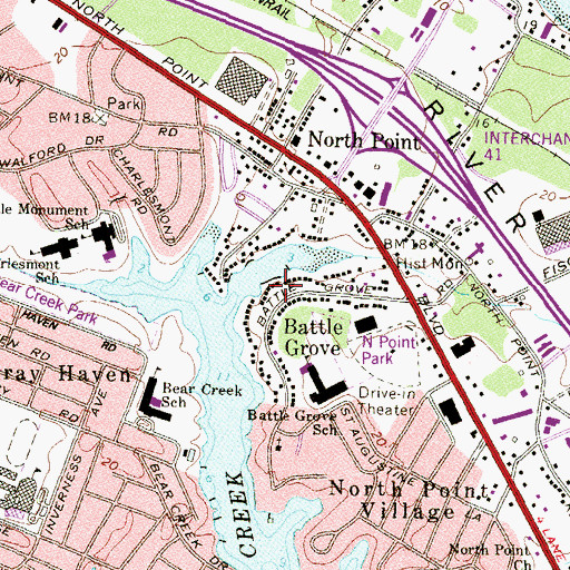 Topographic Map of Battle Grove, MD