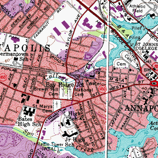 Topographic Map of Bay Ridge Junction, MD