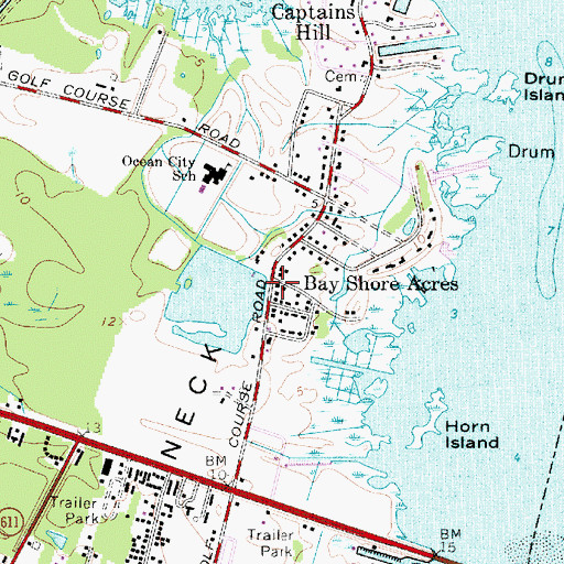 Topographic Map of Bay Shore Acres, MD