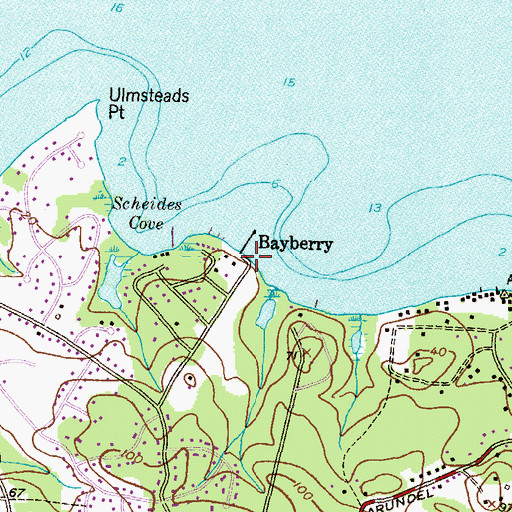 Topographic Map of Bayberry, MD