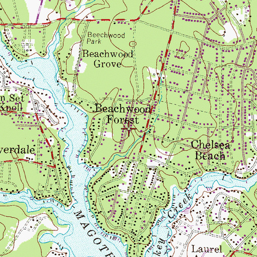 Topographic Map of Beachwood Forest, MD