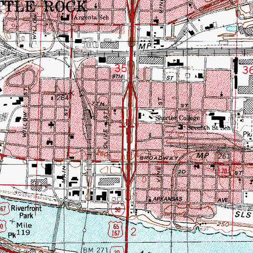 Topographic Map of Interchange 141 B, AR