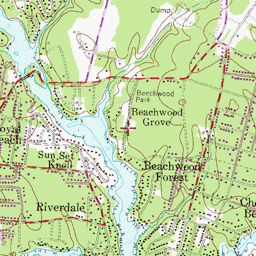 Topographic Map of Beachwood Grove, MD