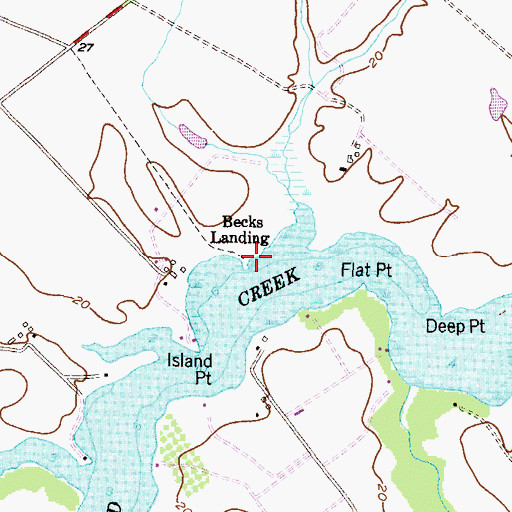 Topographic Map of Becks Landing, MD